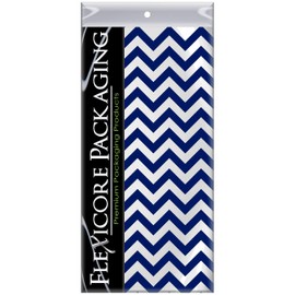 Flexicore Packaging Navy Blue Chevron Print Gift Wrap Tissue Paper Size: 15 Inch X 20 Inch | Count: 100 Sheets | Color: Navy Blue Chevron