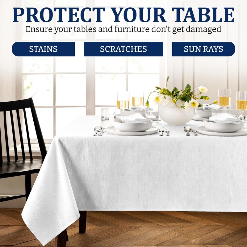 Alan Symonds White Tablecloth | 60x102 Inch (152cm x 260cm)