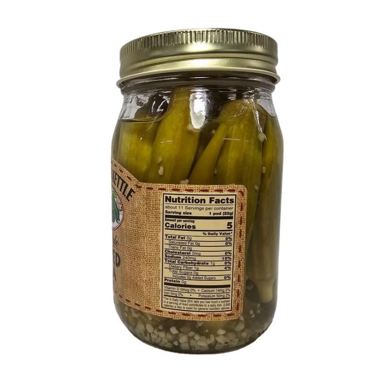 Amish Homemade Style Pickled Okra With Fabric Toppers 2/16 Oz.