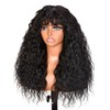 ISAMY Curly Wigs With Bangs for Women Lace Hairline Long