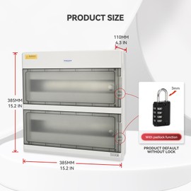 Mollom 36 Way Power Distribution Box with Bus Bars and Din Rail for Miniature Circuit Breaker MCB, Waterproof IP66.Padlock Available for Indoor and Outdoor Use
