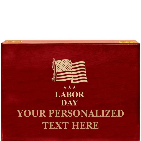 Crown Awards Labor Day Rosewood Humidor Gift, Customize with Your