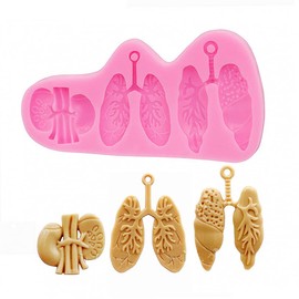 Lung Kidney Human Anatomical Organs Shape Keychain Silicone Mold with Hole for DIY Crafting Decoration Crystal Necklace Craft Earrings Bag Tag Luggage Trinket Resin Polymer Pendant Epoxy Desserts