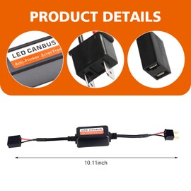 Shakas 2 PCS LED Bulb Decoder, H7 Bulb Retrofit Plug and Play Anti-Flicker Harness Adapter, Radio Audio Filter, Universal for Cars LED Light System Error Fault Decoder Accessories (Black)