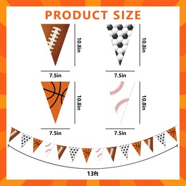 4 Pcs Sport Party Decorations Football Pennant Banner Basketball Banner