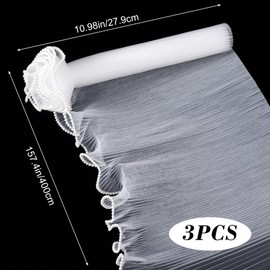 Joez Wonderful Bouquet Wrapping Paper with Pearl Florist 3pcs, 4 meters Long Mesh Flower Wrapping Paper White