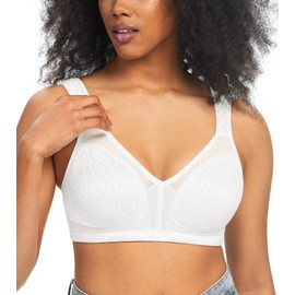 HACI Women's Full Coverage Minimizer Bra Non Padded Wirefree Full Figure Plus Size Bras for Large Bust(42G, White)