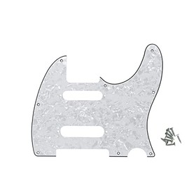 ROZILO 8 Hole White Pearl SS Guitar Tele Pickguard Plate with Screws Fit Fender Nashville Telecaster Pickguard
