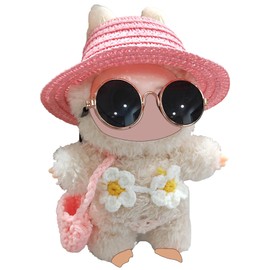 5-Piece Hand-Knitted Designer Pink Bikini for 5.9-6.7"(15-17cm) Dolls - Beach & Poolside Style, with Straw Hat, Sunglasses & Bag - Media Platform-Worthy Summer Essentials