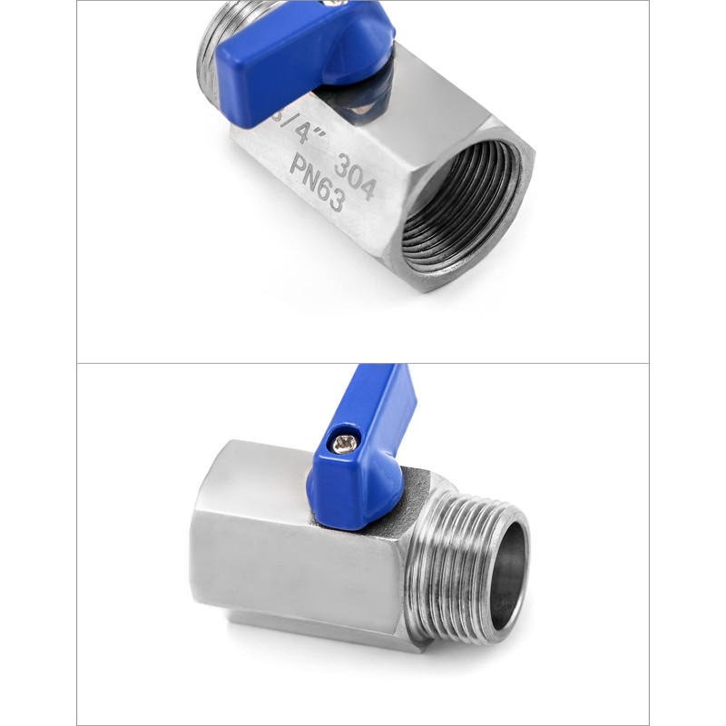 QWORK Mini Ball Valve, 2 Pack 3/4" NPT Thread Female