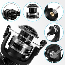 Ashconfish KF Spinning Fishing Reel,New Glass Fiber Frame,7+1BB,5.2:1 Gear Ratio,2 Line Cup Style,for Freshwater and Saltwater Spinning Fishing Reels (Deep Spool Line Cup(KF), 1000)