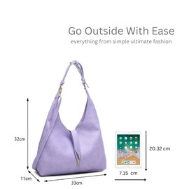 BagDesign Women's Soft PU Leather Stylish Slouch Hobo Shoulder Handbag with Adjustable Strap -BLACK