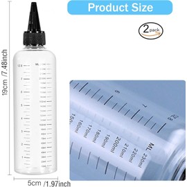 Hair Oil Applicator Squirt Bottles for Liquids,16.9oz Squeeze Bottles With Clear Graduated Scale and Twist Top Cap,Transparent Oil Applicator for Hair,Plastic Squirt Bottles for Liquids Tools