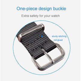 MZBUTIQ 17 mm Black Nylon Strap One Piece Watch Band Belt Replacement for Small Wrist 4 Rings