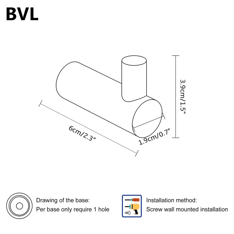 BVL Brushed Towel Hooks, Pack of 5 Wall Hooks, 304