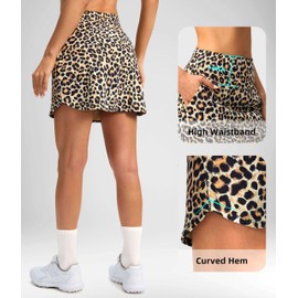 SANTINY Golf Skirts for Women Tennis Skirt High Waisted Skorts for Woman Athletic Pickleball Casual Skort with Pockets(Leopard_M)