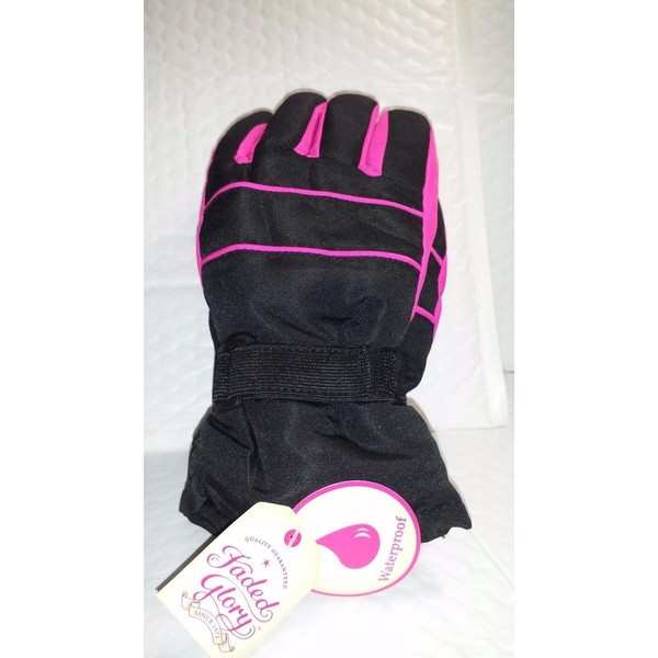 FADED GLORY FG SOLID SNOW GLOVE BLACK SOOT 1 PAIR L-XL CHILDREN SIZE WATERPROOF NEW WITH TAG