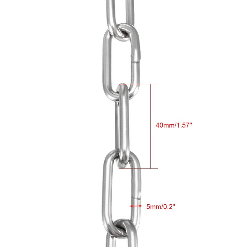 sourcing map Stainless Steel 304 Hardened Proof Coil Chain 1m
