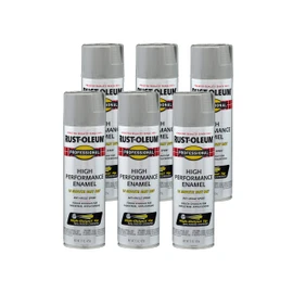 Rust-Oleum 7581838-6PK Professional High Performance Enamel Spray Paint, 15 oz, Gloss Light Machine Gray, 6 Pack