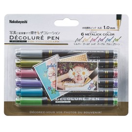 nakabayasi dekoru-repen Metallic Photo Decoration, Set of 6 Different Colors 23524 