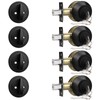 Probrico 4 Pack Black Single Cylinder Deadbolt Lock Set, Keyed
