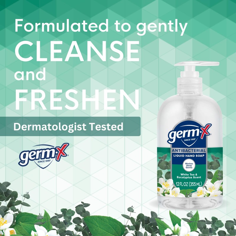 Germ-X Antibacterial Hand Soap, Moisturizing Liquid Hand Wash for Kitchen,