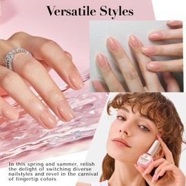 AZUREBEAUTY AZUREBEAUTY Vegan Nail Polish Set, 4Colors Nude Pink Jelly Transparent Clear Milk White Quick Dry Natural Nail Lacquer Strengthening Treatment Kit with Top Coat DIY Salon at Home