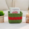 HODAKJUE Handwoven Plastic Wicker Storage Basket, Waterproof Red Green Stripe