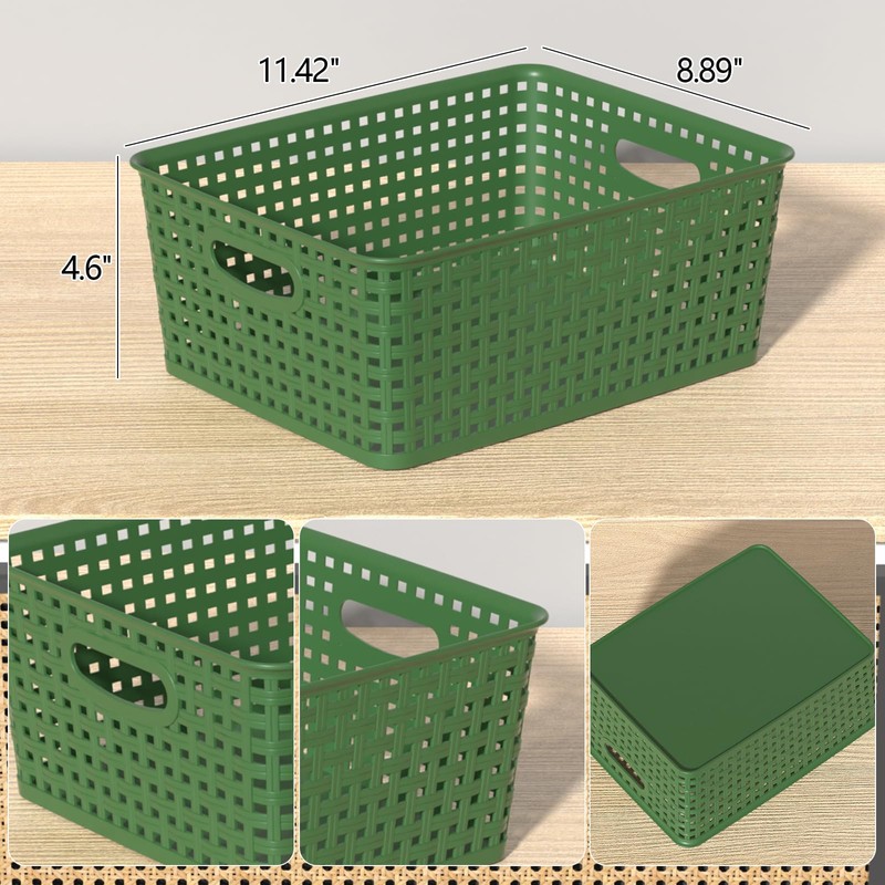 Sadstory Plastic Weave Storage Shelf Baskets, Organization Baskets, 4 Packs