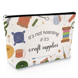 Crafting Lover Gift Crafter Gift for Women Makeup Bag Sewing Lovers Present Crocheting Lover Present for Her Mom Knitter Gifts for Friend Travel Cosmetic Bag Christmas Birthday Gifts for Crocheters
