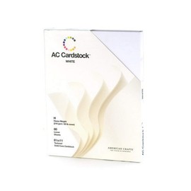 8.5 x 11-inch White AC Cardstock Pack by American Crafts | Includes 60 sheets of heavy weight, textured white cardstock