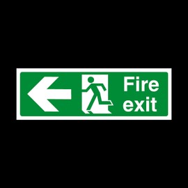 25x Fire Exit Arrow Left Sign 300mm x 100mm - Plastic Sign