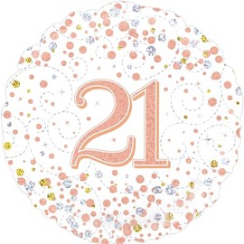 Oaktree 18" 21st Sparkling Fizz Birthday White & Rose Gold Holographic
