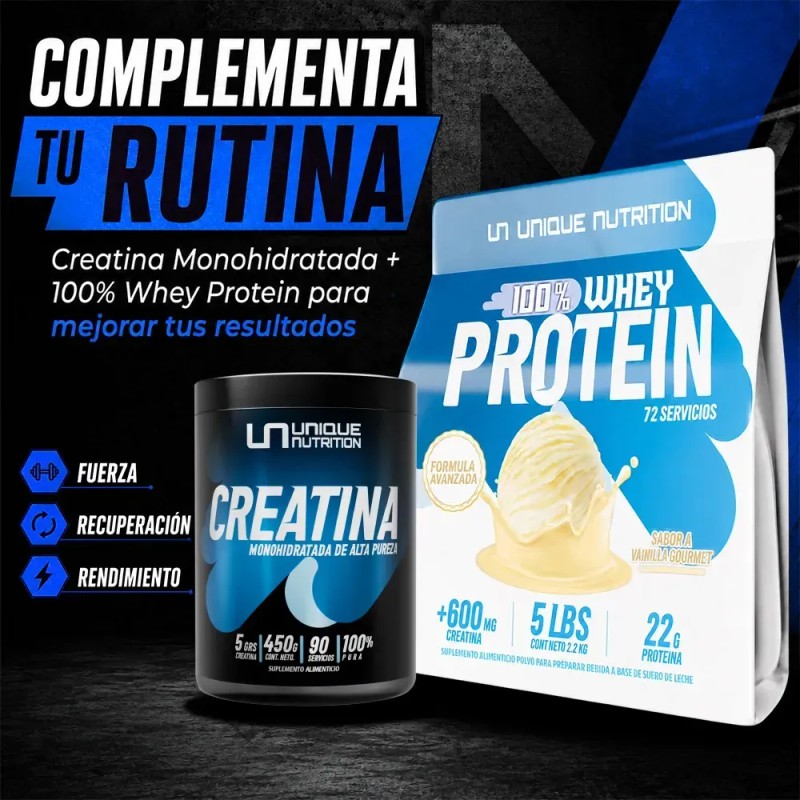 Unique nutrition creatina monohidratada pura 450g 90 serv
