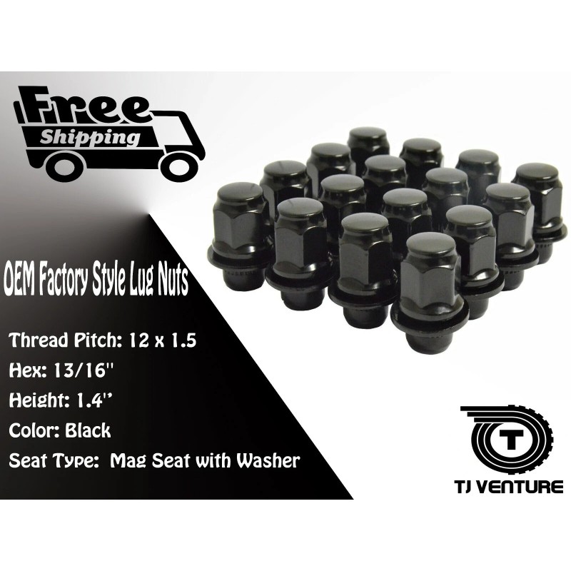 J&J 20PCS OEM MAG LUG NUTS BLACK 12X1.5 [FIT: MITSUBISHI]
