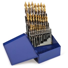 COMOWARE 29Pcs Stepped Point Drill Bit Set, No Pilot Hole Needed, M2 High Speed Steel (HSS) Metal Cutting Drill Bits, 1/16"-1/2", Titanium Coating, for Hardened Stainless Steel, Wood Plastic Acrylic