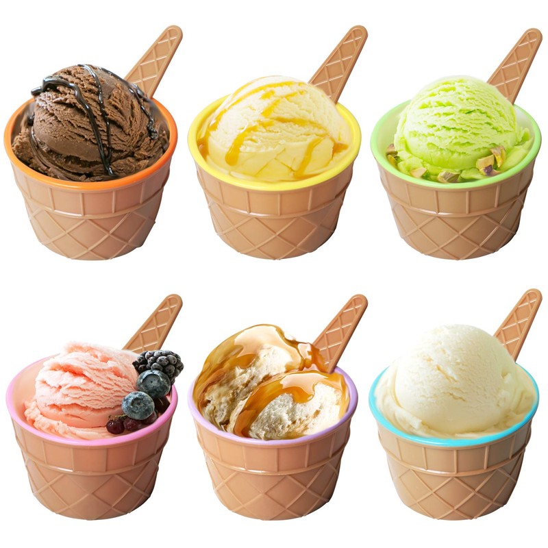 TRIXES Set of 6 Ice Cream Dessert Bowls and Matching