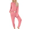 Bunanphy Womens LoungeWear Pullover Pajamas Long Sleeve Solid PJ Sets