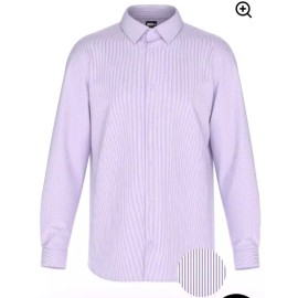 Tailored Purple Exquisite White Line Long Sleeve Dress Casual 4way Stretch 2XL