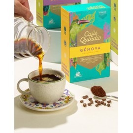 Cafe Quindio Genova Single Origin - Medium Roast 100% Colombian Excelso Ground Arabica Coffee - 12 Ounce Bag (340g)