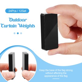 24 Pieces Outdoor Curtain Weights Heavy Outdoor Waterproof Curtain Magnets Flag Weight Magnetic Weight for Home Decor Shower Outside Curtains Tablecloth Flag Tablecloth to Stop Wind (Black)