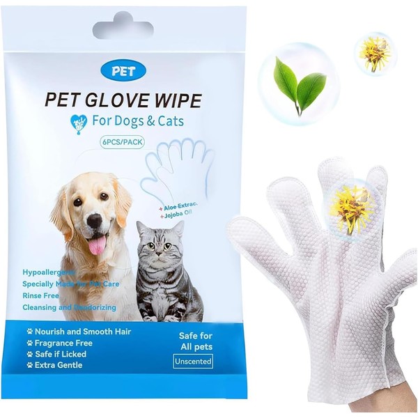 Mumoo Bear 6PCS/1PACK Cleaning Wipes Gloves for Dog and Cat,Pet