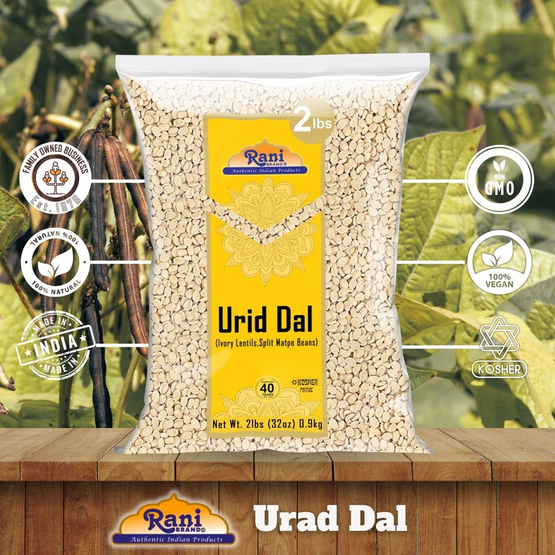 Rani Urid/Urad Dal (Split Matpe Beans Skinless) Indian Lentils 32oz