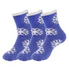 BambooMN X-Large Soft Warm Cozy Fuzzy Snowflake Crew Socks, 06