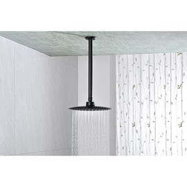 Anpean 12 Inch Shower Arm and Flange Matte Black, Ceiling Mounted Shower Arm for Rain Shower Head