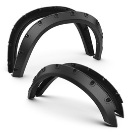 KUIPERAUTO Smooth Pocket Rivet Fender Flares Compatible for 2010-2018 Dodge Ram 2500 3500 6.4ft / 8ft Bed Fleetside Black Paintable Wheel Flare Front Rear 4PCS