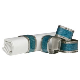 Premier Housewares 1403766 Square Glitter Napkin Rings - Turquoise, Set of 4, H4 x W3 x D4cm
