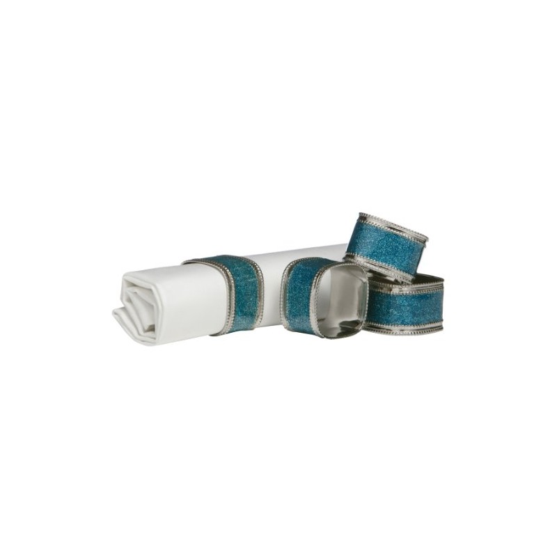 Premier Housewares 1403766 Square Glitter Napkin Rings - Turquoise, Set