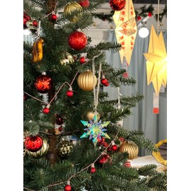 Annual Christmas Ornament 2024 Pink Purple Christmas Ornaments for Women Sun Catcher Luxury Christmas New Home Hanging Decor Crystal Snowflakes for Christmas Tree Multi-Color