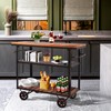 Industrial Bar Cart, Serving Cart with Wheels and Handle, 3-Tier